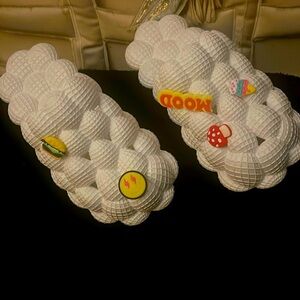 White bubble house slippers, size 8 women . Worn once. Mild wash/wipe off.